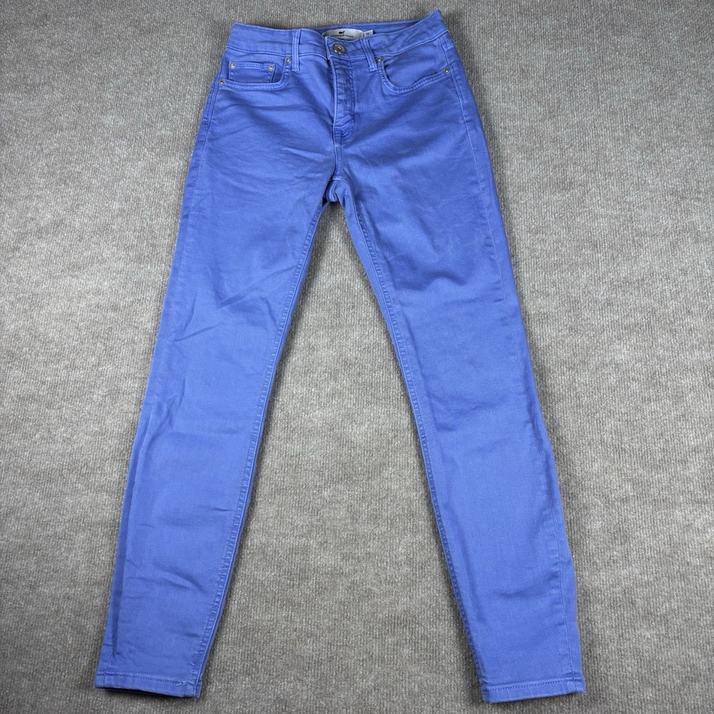 Vineyard Vines Women's High Rise Skinny Pants Size 26 Blue Stretch Cotton Blend